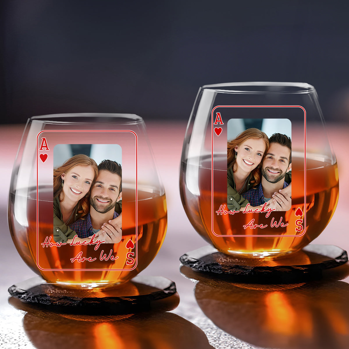 How Did I Get So Lucky - Personalized Wine Glass