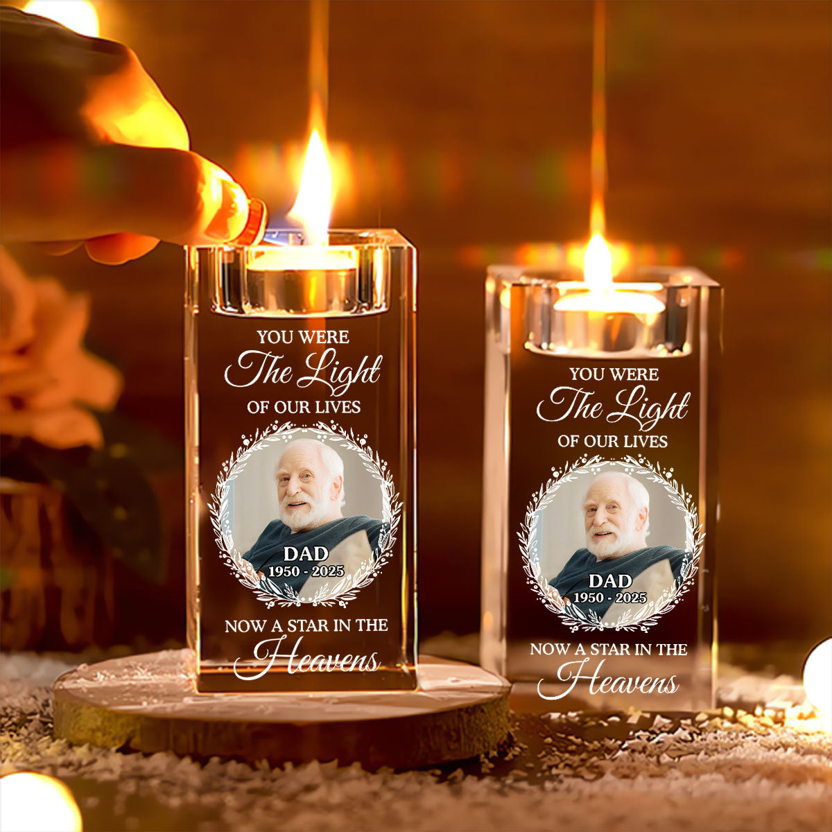 Our Light - Personalized Crystal Candle Holder