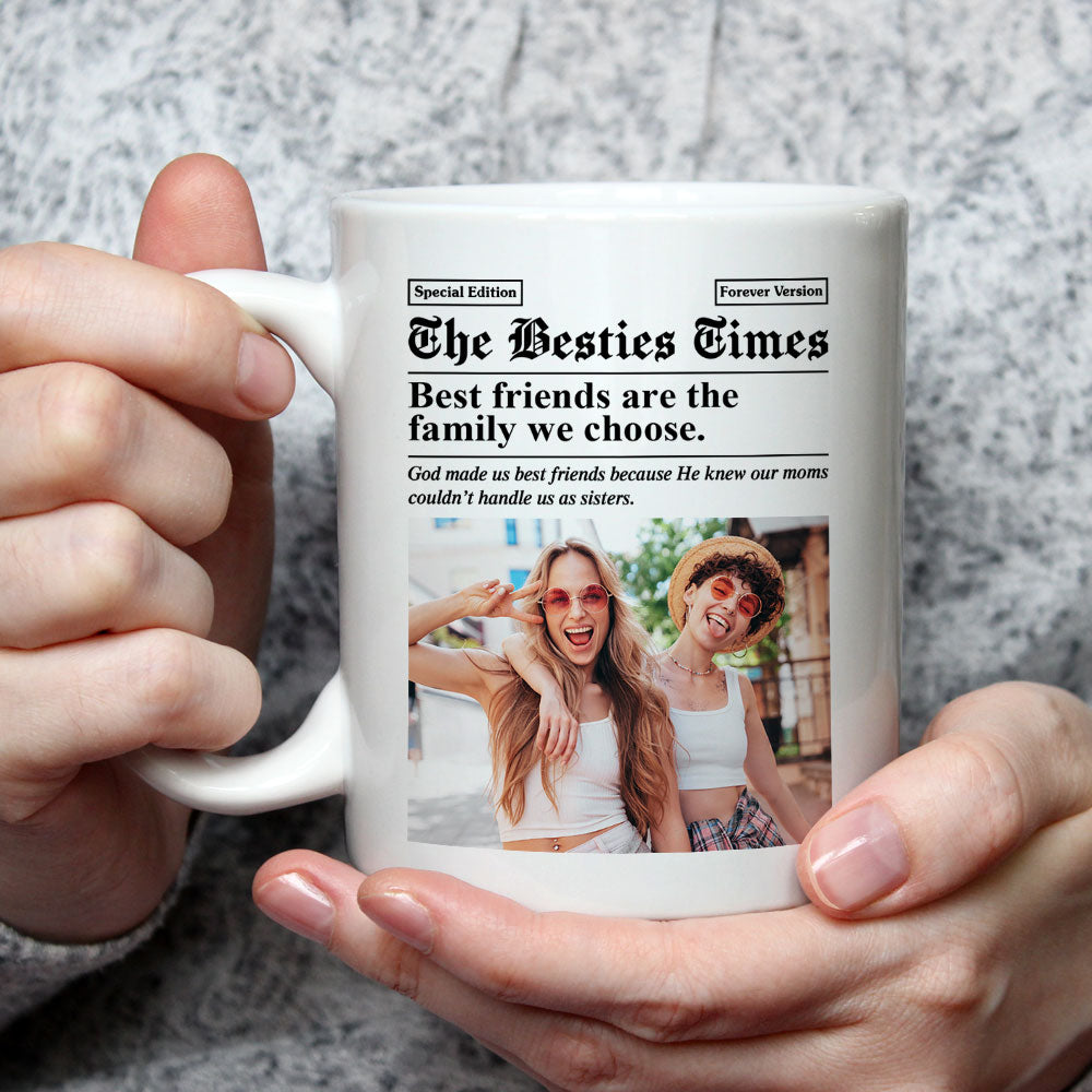 Custom Photo Best Friend, Christmas & Birthday Friendship Keepsake Gift • The Besties Times - Personalized Coffee Mug