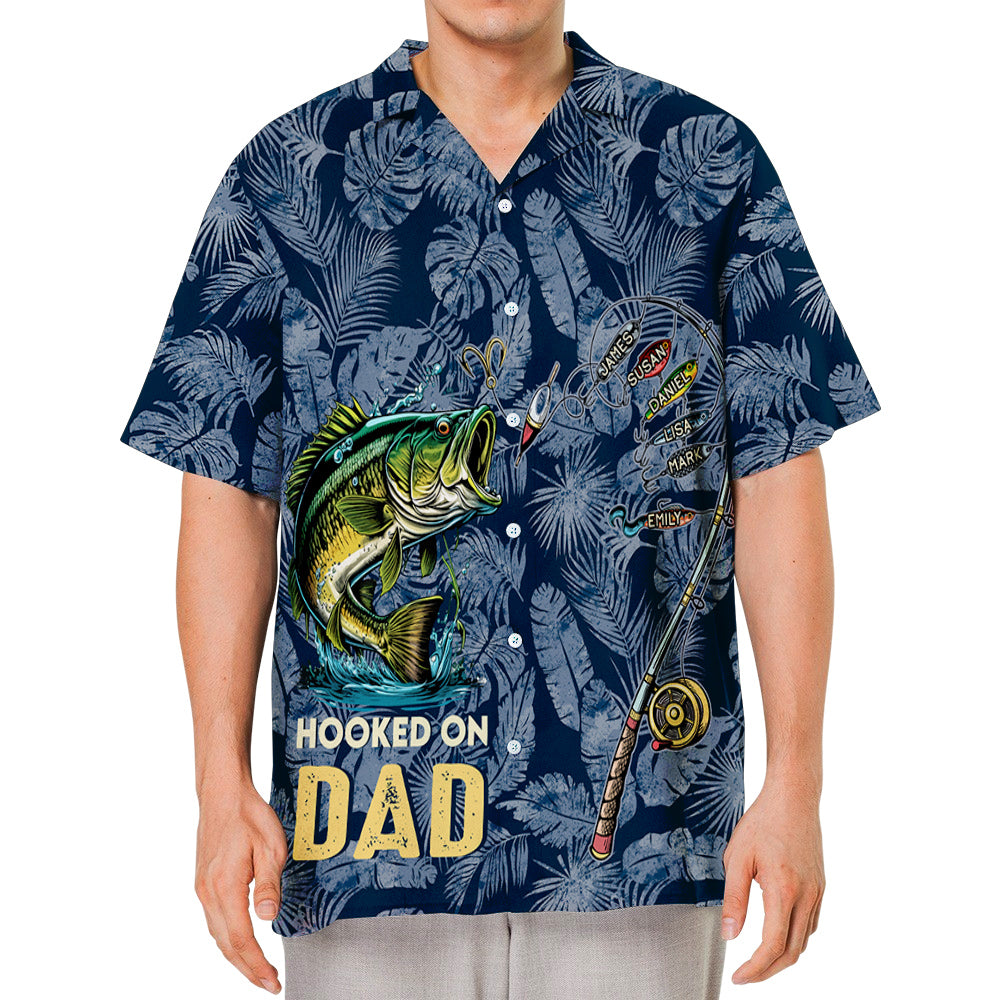 Hooked on Daddy - Personalized Hawaiian Shirt