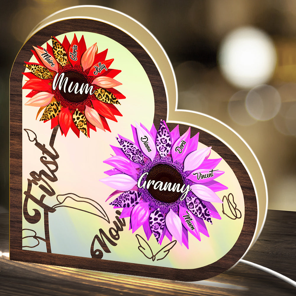 First Mom Now Grandma Flower - Personalized Light Box