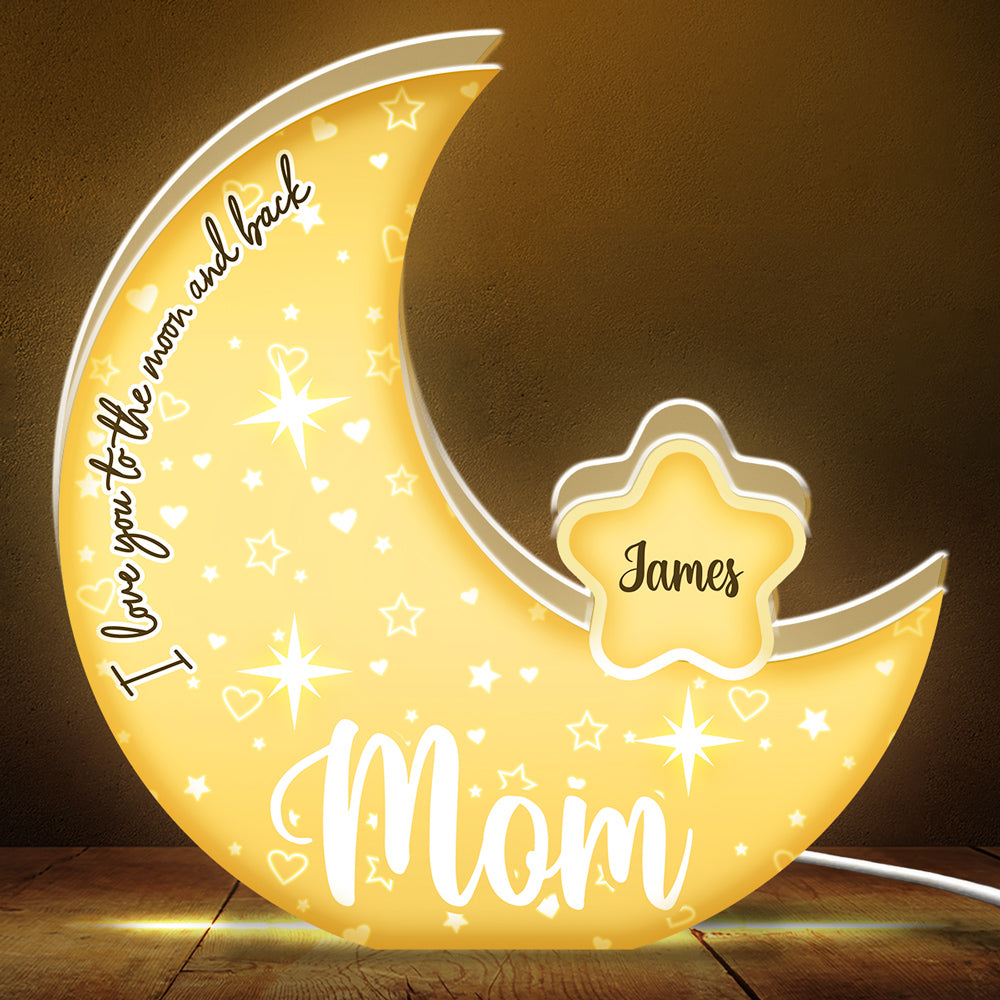 Mom, We Love You To The Moon And Back - Personalized Light Box