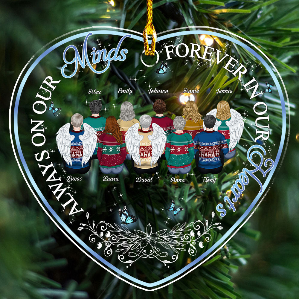 Custom Family Ornament, Christmas Gift for Family Members •  Always On Our Minds - Personalized Acrylic Ornament