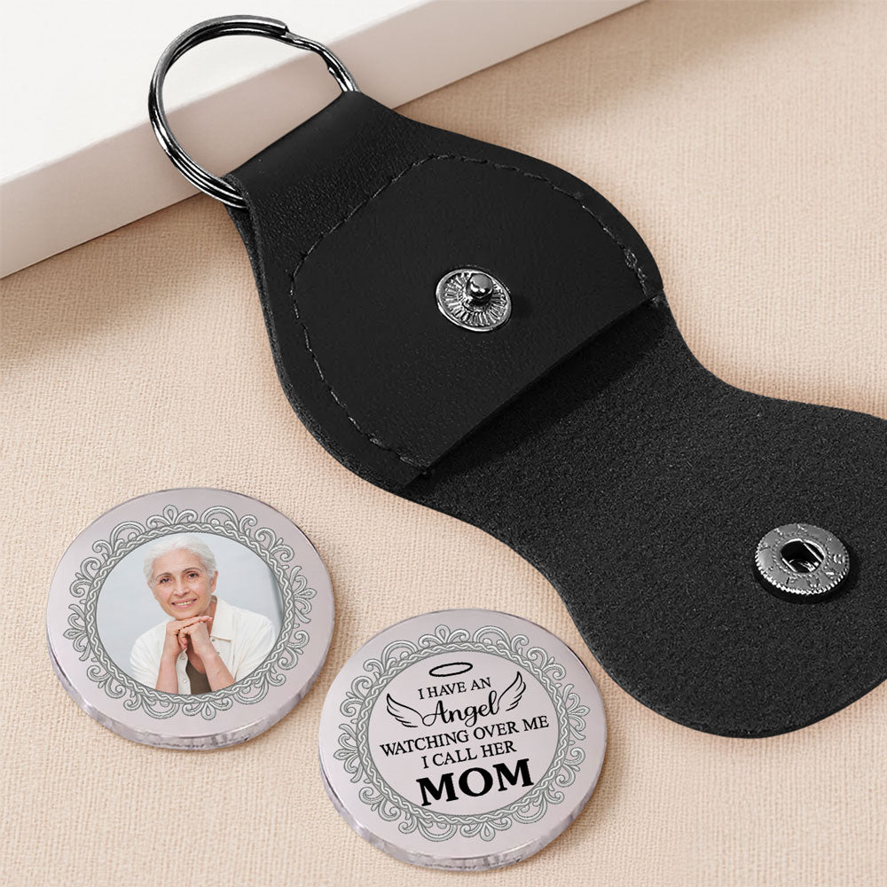 Custom Photo Memorial Coin Keychain, Sympathy Keepsake • I Have An Angel - Personalized Pocket Hug