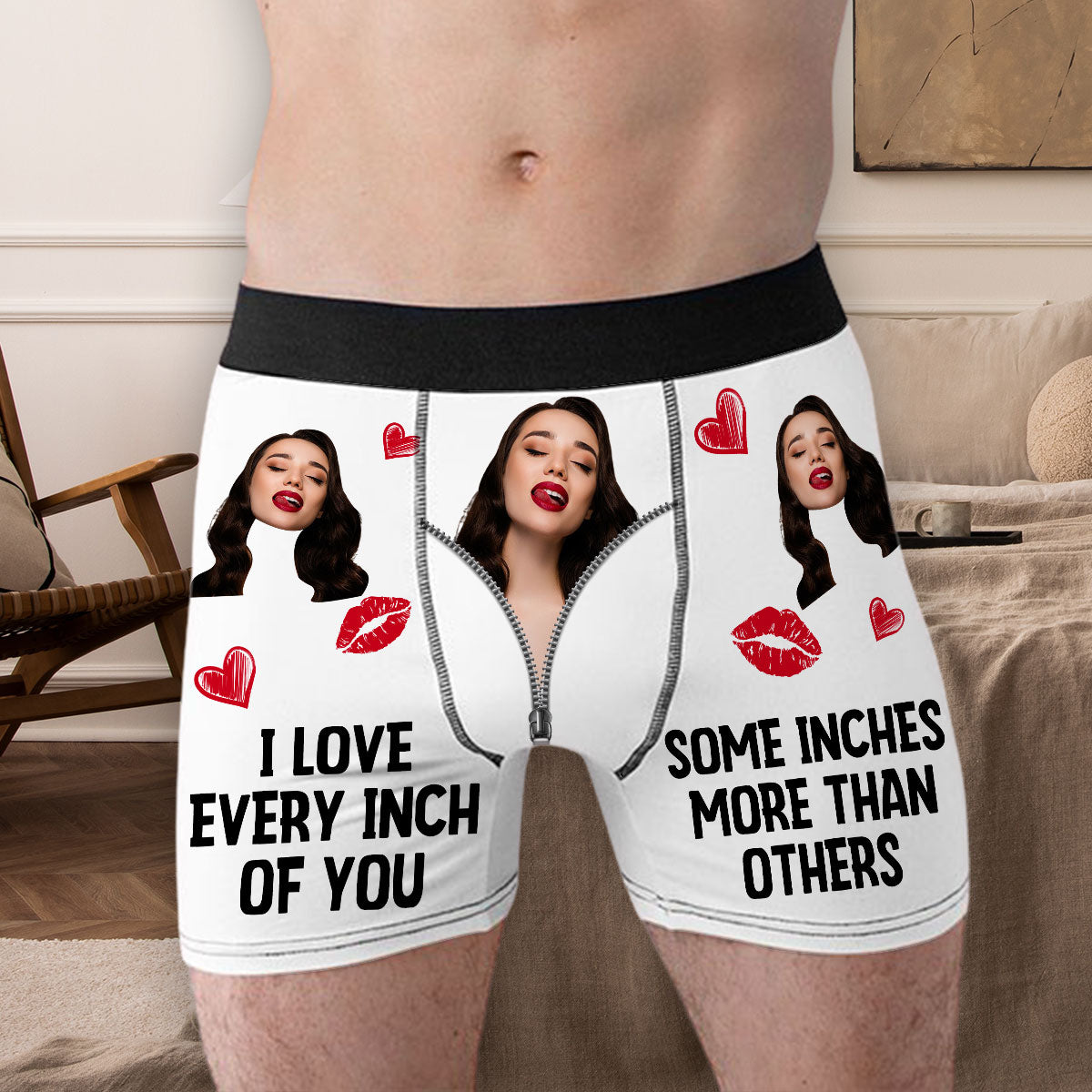 Love Every Inch - Personalized Photo Men's Boxer Briefs