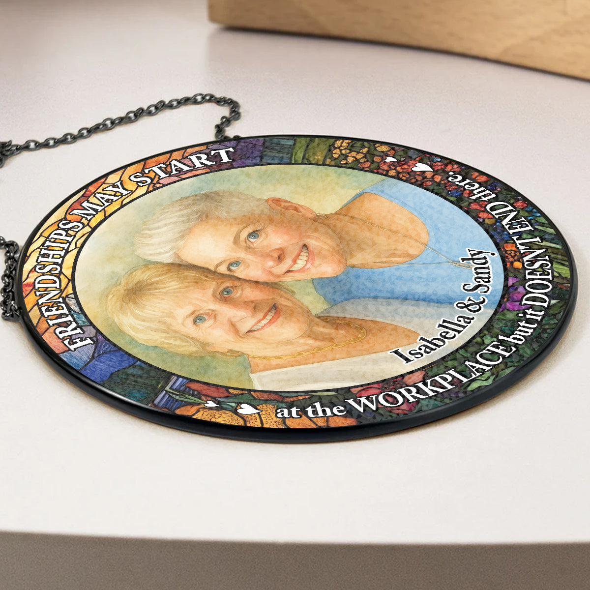 Custom Photo Best Friend Hanging Decor, Friendship Birthday Gifts • Soulmate Besties - Personalized Window Hanging Suncatcher