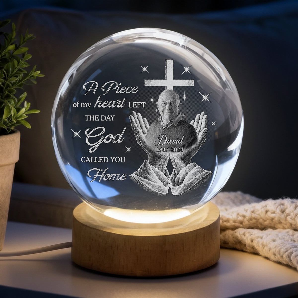The Day He Called - Personalized Crystal Globe Lamp