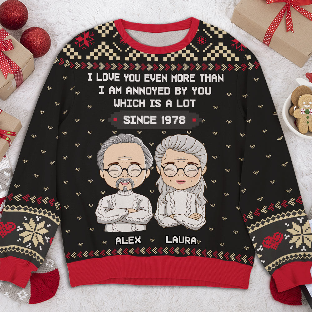 Custom Couple Christmas Sweatshirt, Anniversary Gift • Annoy A Lot - Personalized All-Over-Print Sweatshirt