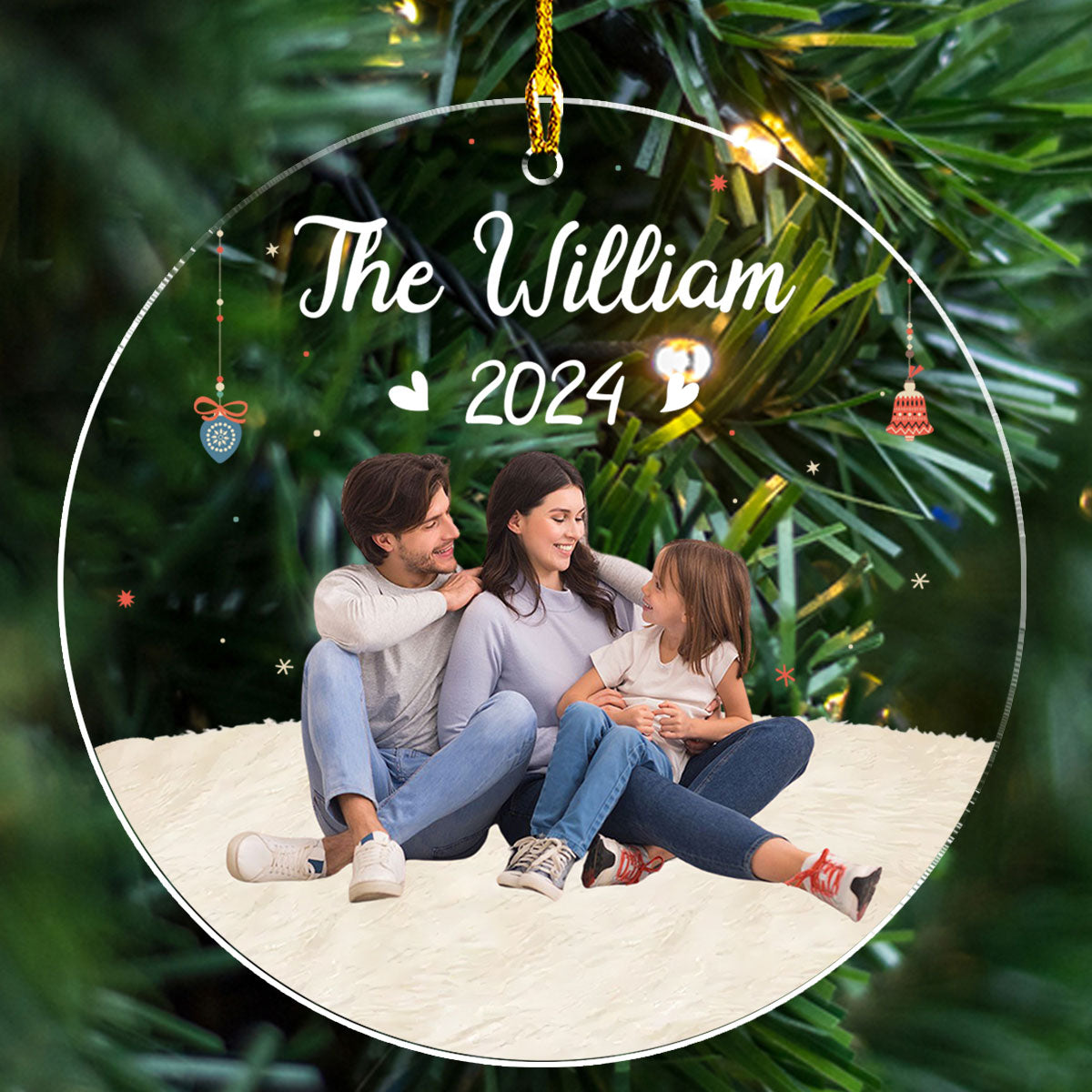Custom Photo Family Ornament, Christmas Gift for Family Members • Family Moment - Personalized Acrylic Ornament