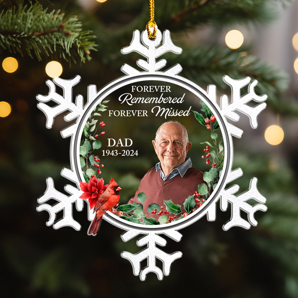 Custom Photo Memorial Christmas Ornament, Sympathy Keepsake • Forever Remembered Forever Missed - Personalized Acrylic Ornament