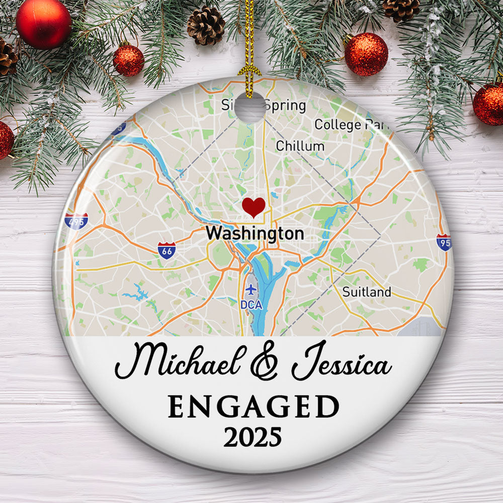 Custom First Christmas Ornament Married, Gift for Newlyweds •  First Year - Personalized Ceramic Ornament