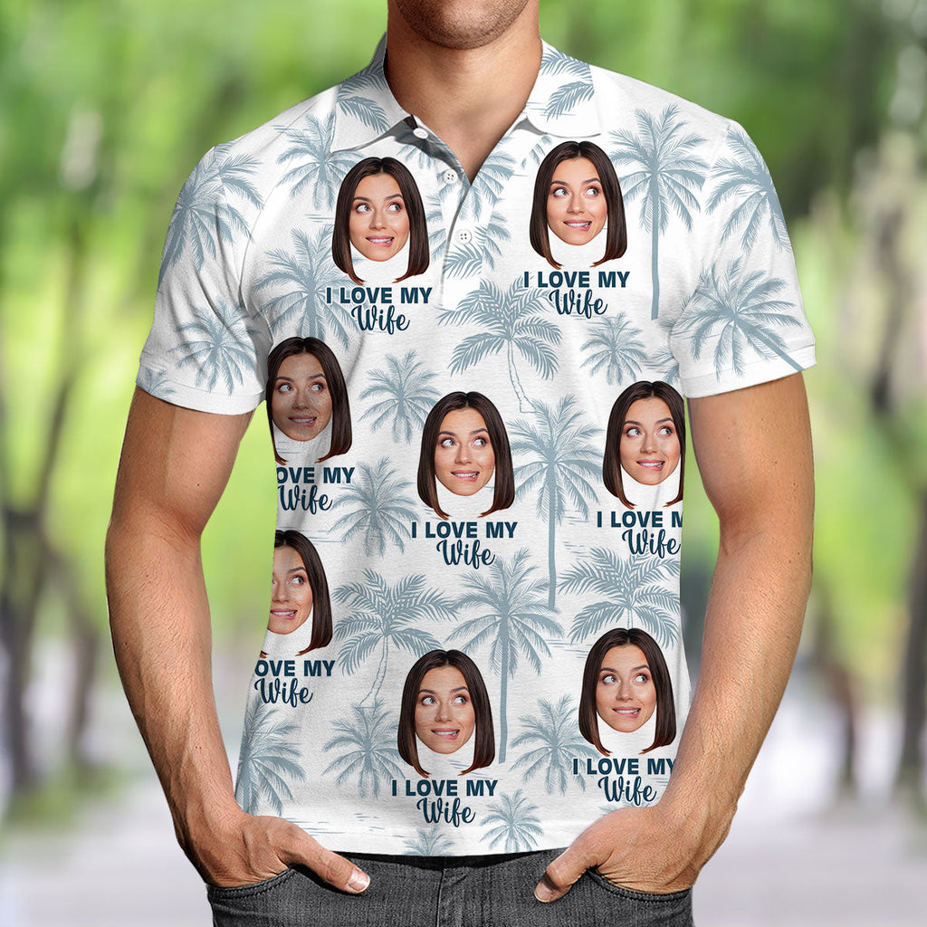 Love My Wife - Personalized Photo Polo Shirt