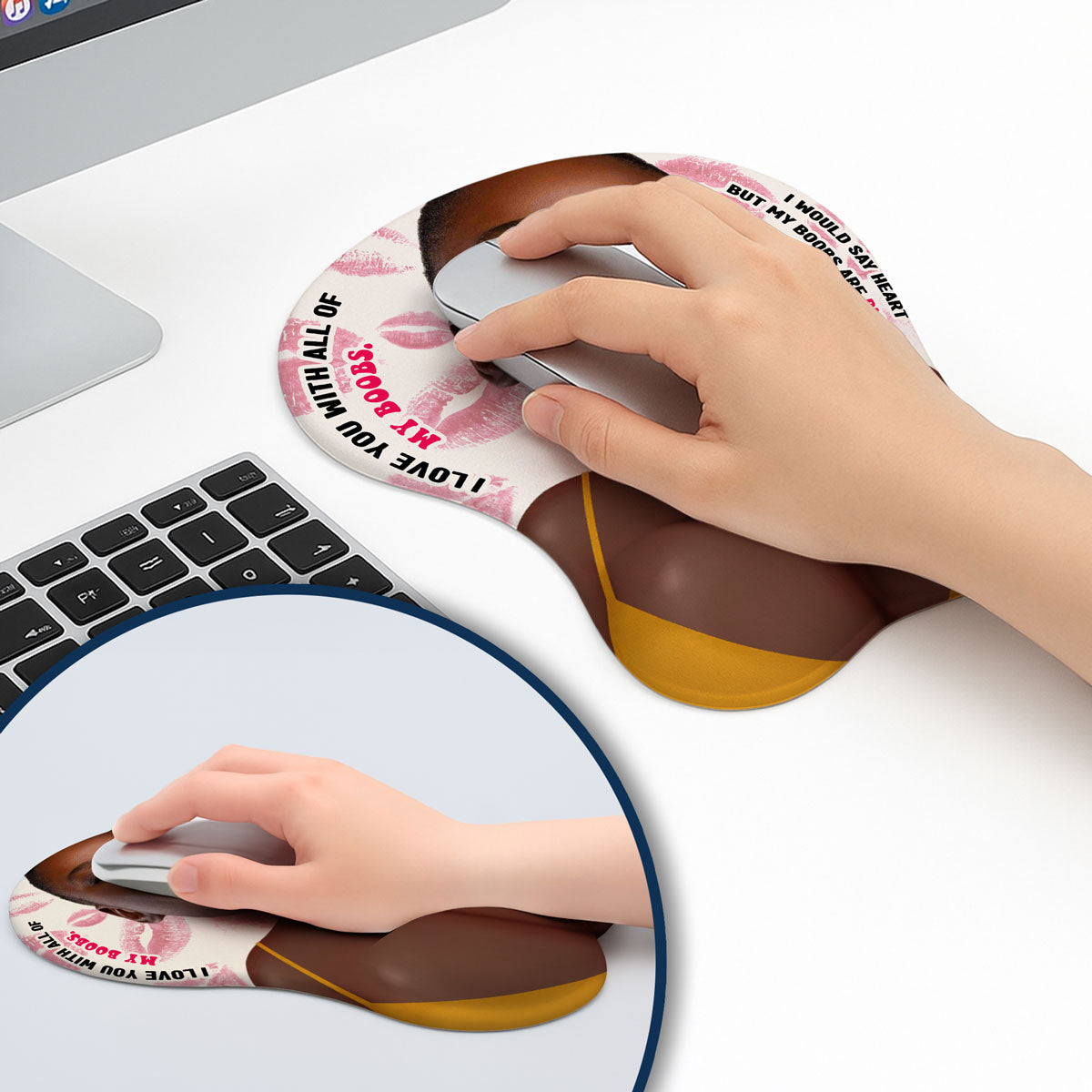 Love You With All Of My Heart Face - Personalized 3D Mouse Pad