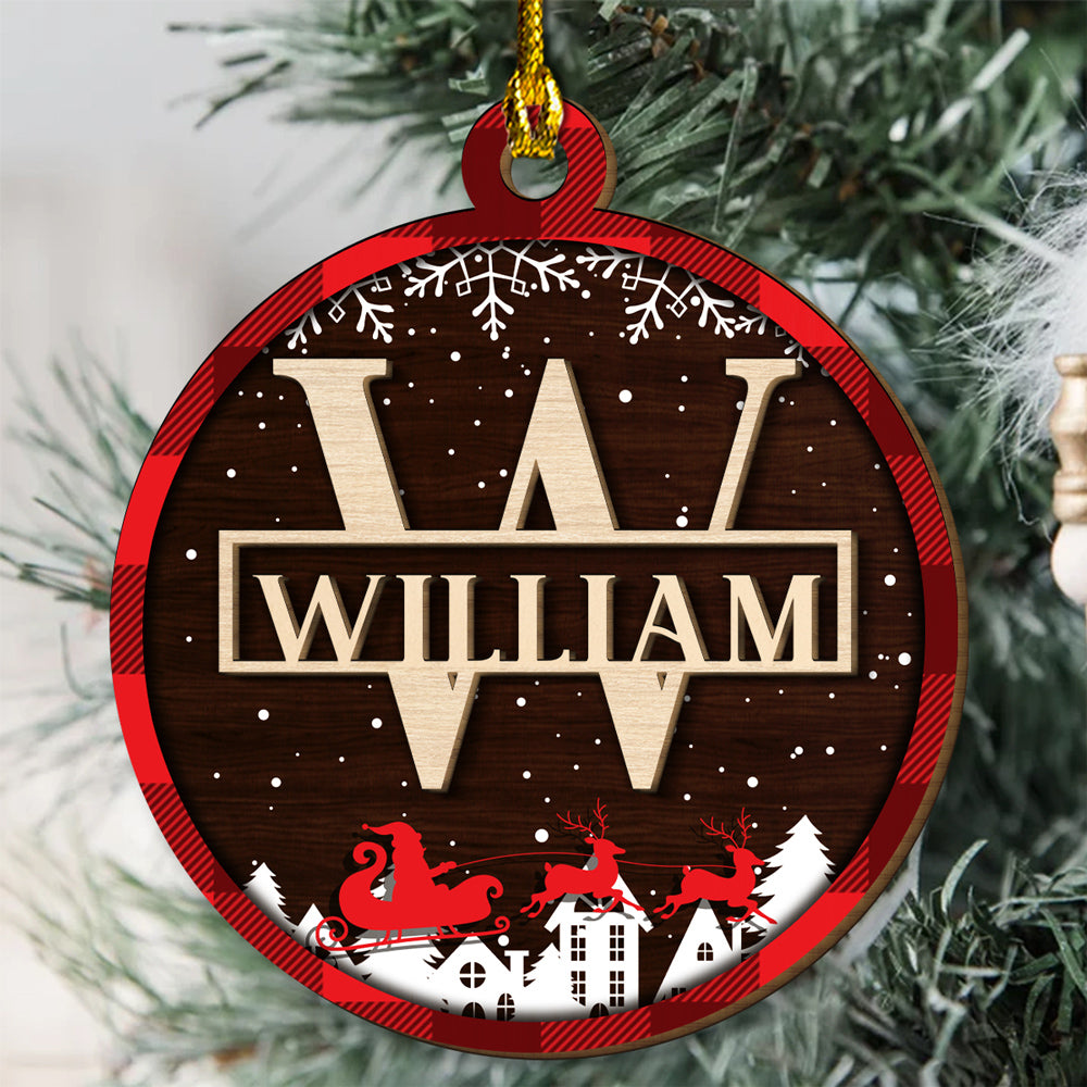 Custom Family Ornament, Christmas Gift for Family Members •  Name Merry Christmas - Personalized 2-layered Wood Ornament