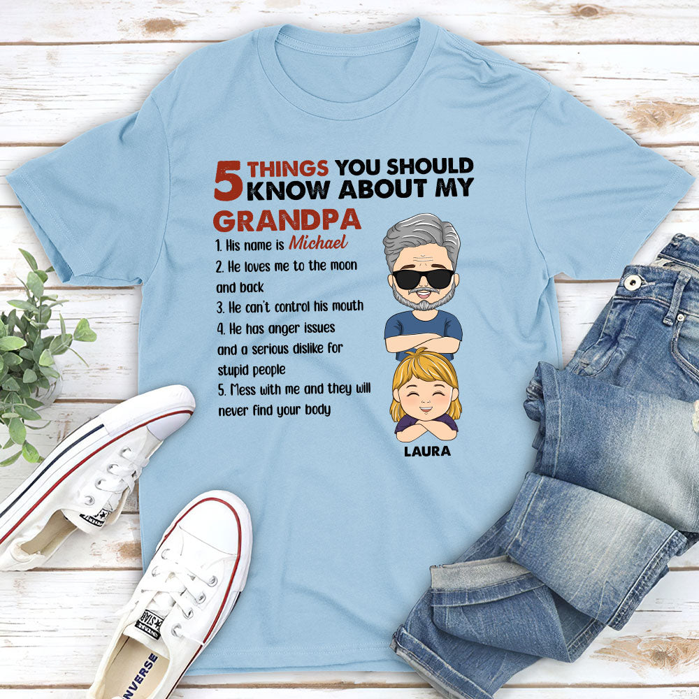 Custom Christmas & Birthday Gift for Grandpa & Grandma • 5 Thing You Should Know About My Grandpa - Personalized Unisex T-shirt