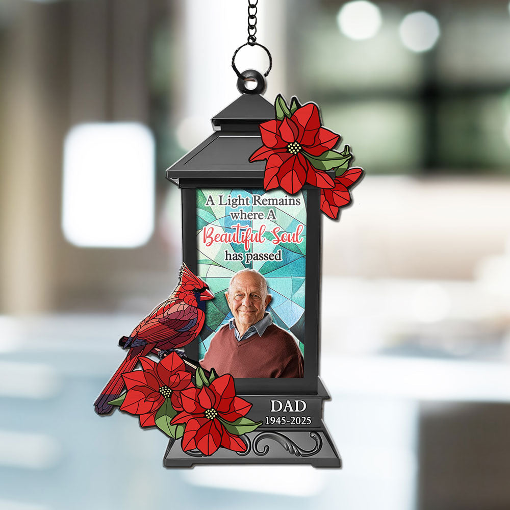 Custom Photo Memorial Hanging Decor, Remembrance Keepsake • A Light Remains - Personalized Suncatcher