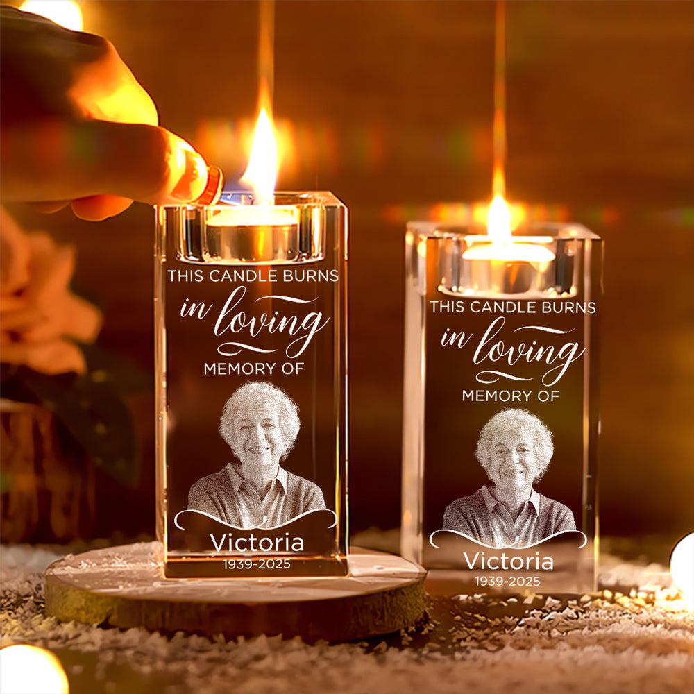 In Loving Memory - Personalized Engraved Crystal Candle Holder