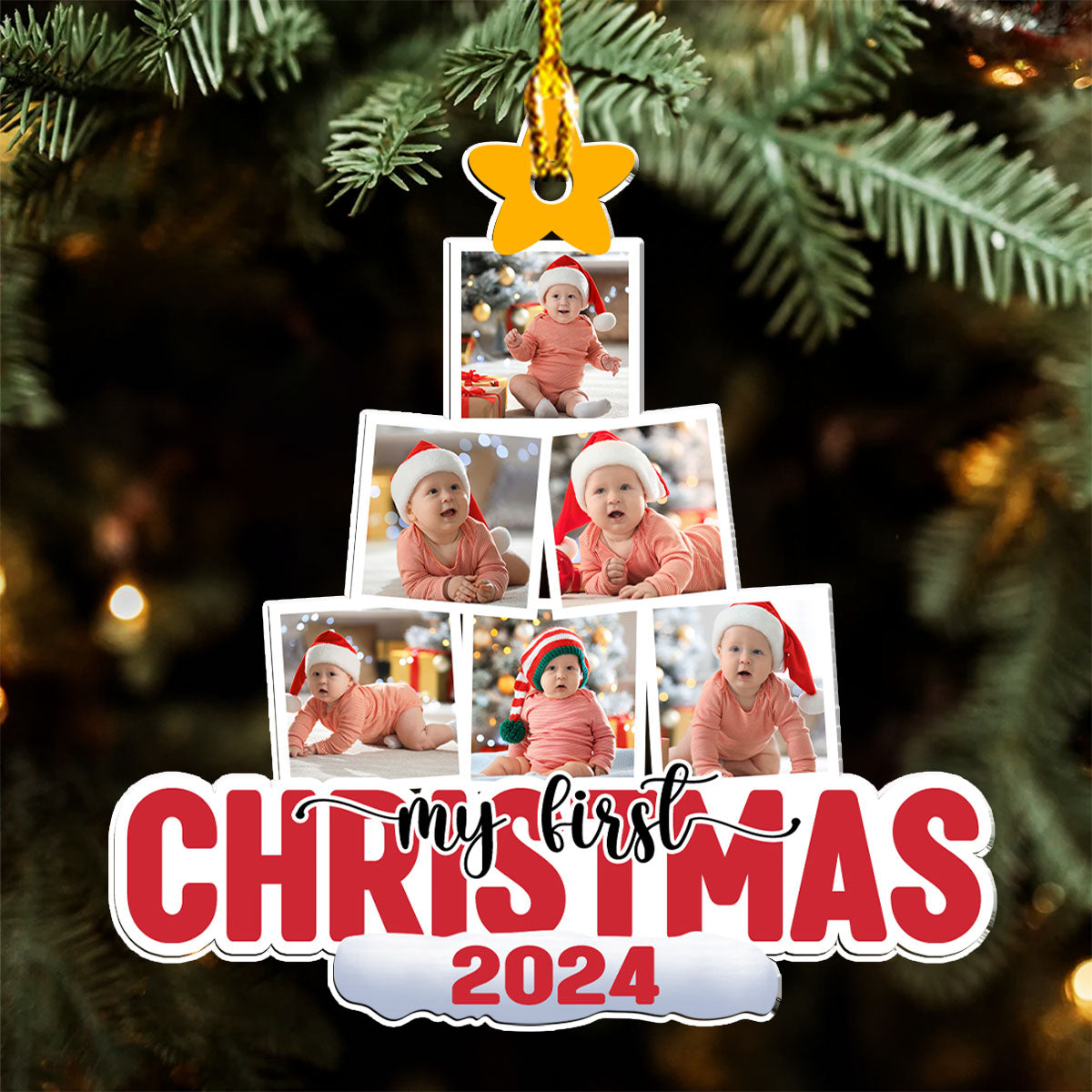 Custom Photo Baby First Christmas Ornament for New Parents • Baby 1st Christmas Tree - Personalized Acrylic Ornament