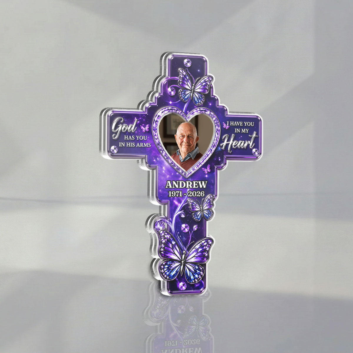 God Has You In His Arms - Personalized Acrylic Car Visor Clip