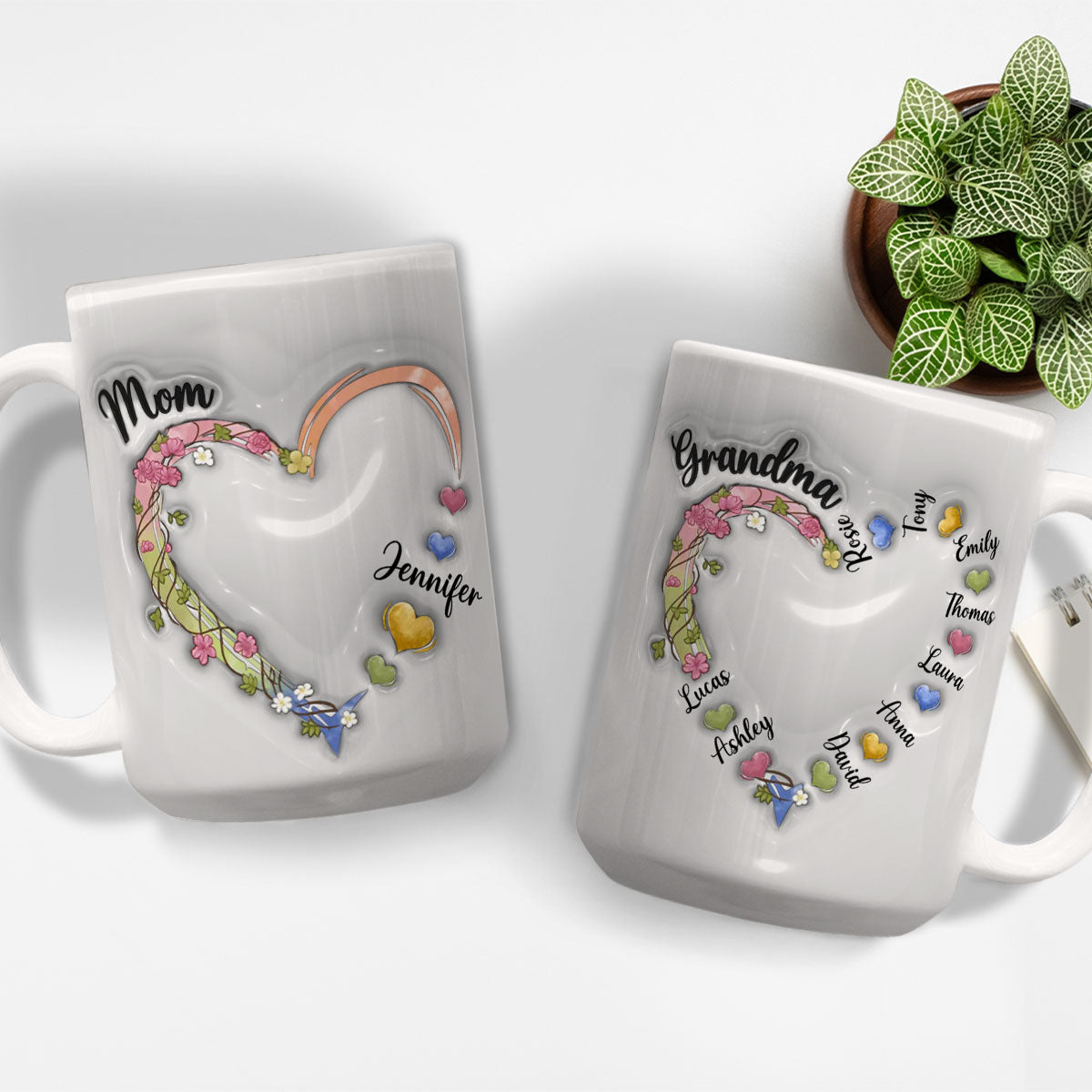 Custom Christmas & Birthday Gift for Mom • In Her Heart - Personalized 3D Inflated Effect Mug