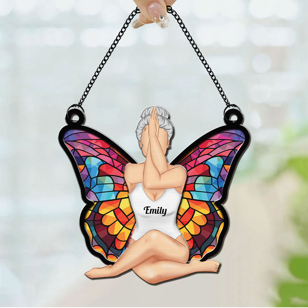 Custom Hanging Decor, Birthday Housewarming Gift • Girl Butterfly - Personalized Suncatcher