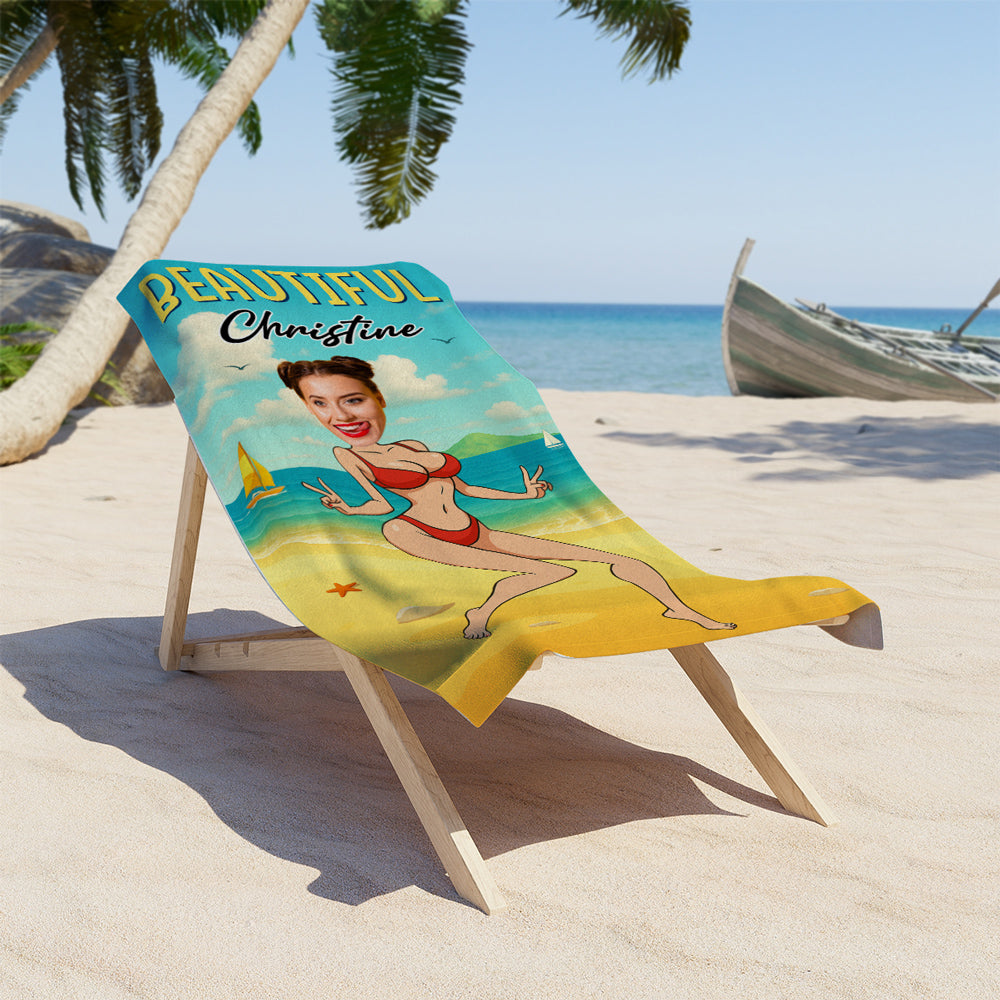 Funny Sexy Couple - Personalized Beach Towel