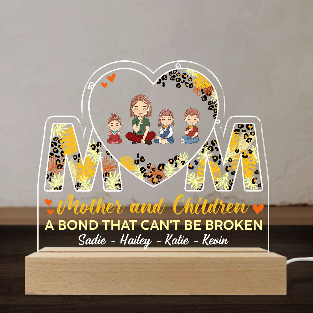 Custom Gift for Mom Grandma, Mother's Day Birthday • A Bond That Cant Be Broken - Personalized LED Light