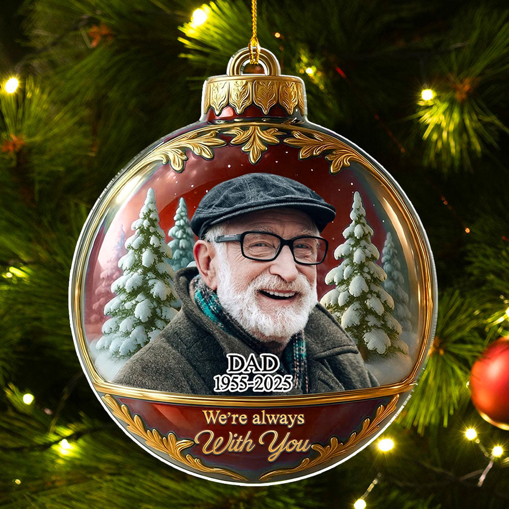Custom Photo Memorial Christmas Ornament, Sympathy Keepsake • In Loving Memory Memorial - Personalized Acrylic Ornament