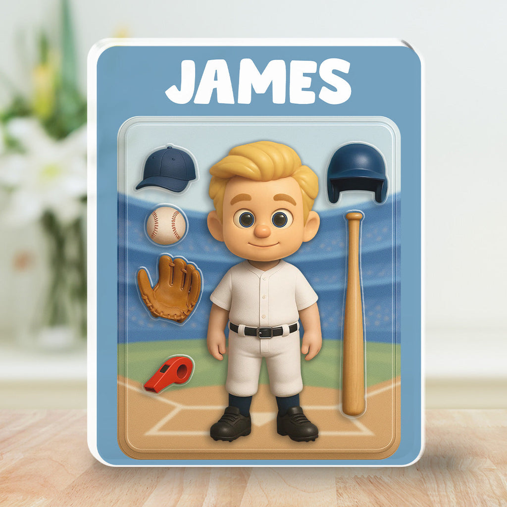 Custom Decor for Husband, Gift for Him • Baseball Kid - Personalized Acrylic Plaque