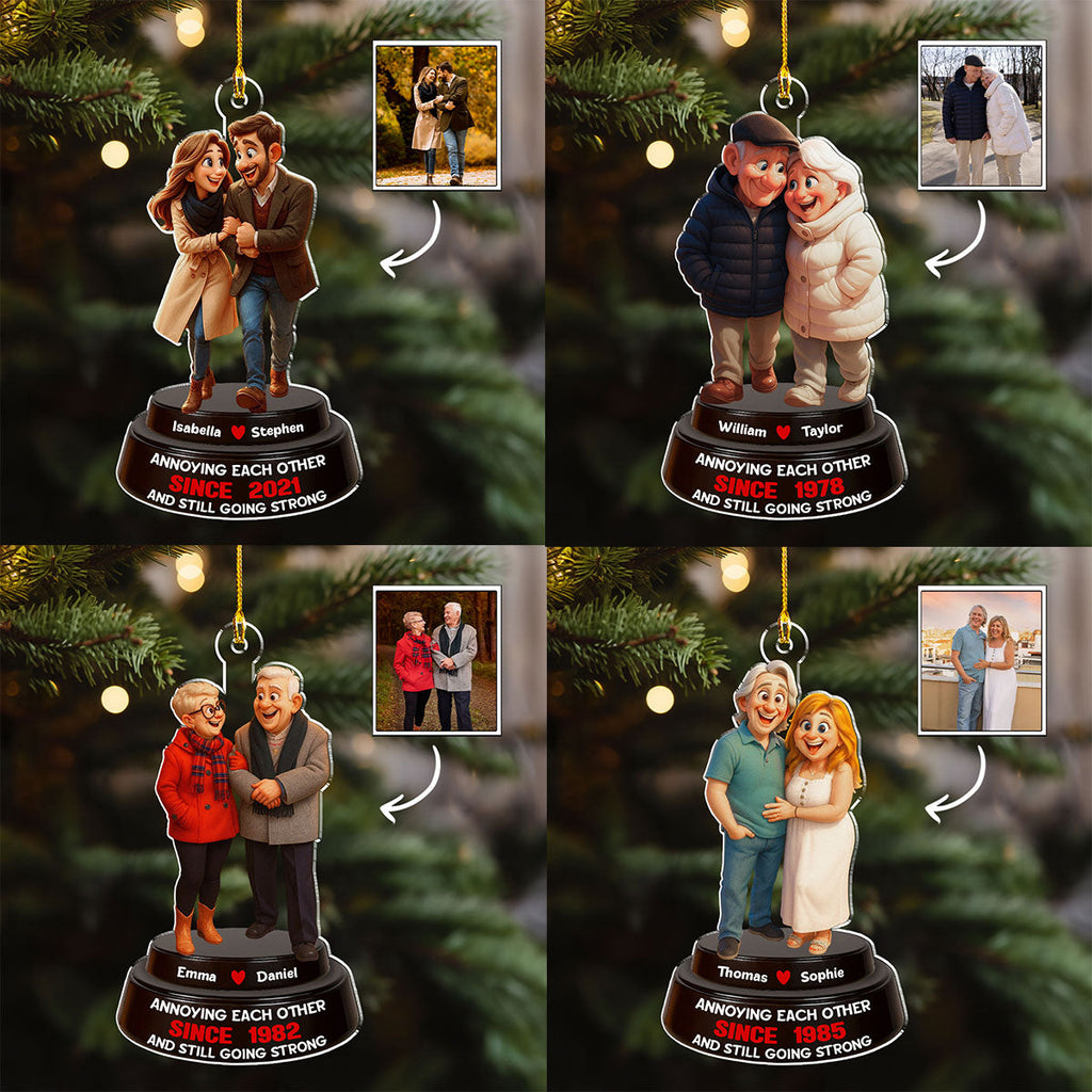 Custom Photo Couple Christmas Ornament, Anniversary Gift • Forever Us - Personalized Acrylic Ornament