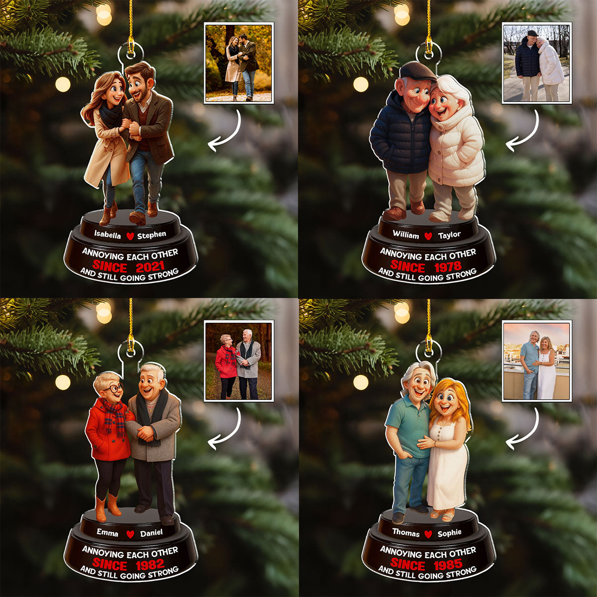 Custom Photo Couple Christmas Ornament, Anniversary Gift • Forever Us - Personalized Acrylic Ornament