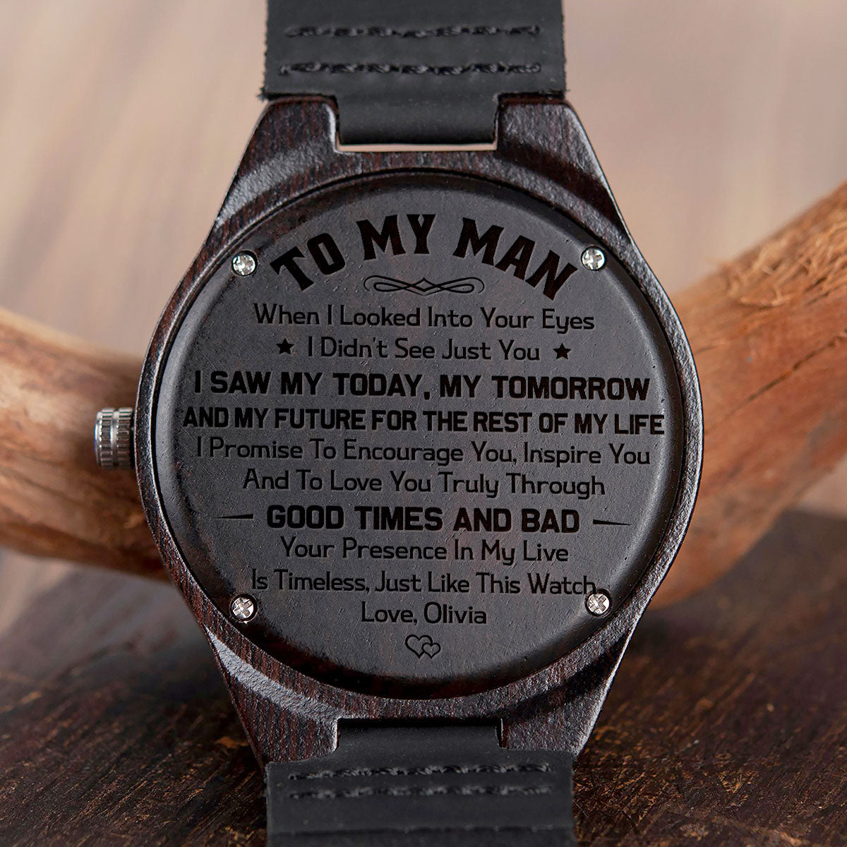 Love You Truly Through - Personalized Wood Watch