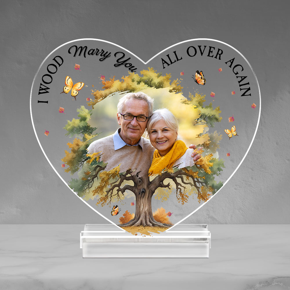 Custom Couple's Decor, Anniversary & Wedding Gift • Marry You All Over Again - Personalized Acrylic Plaque With Base