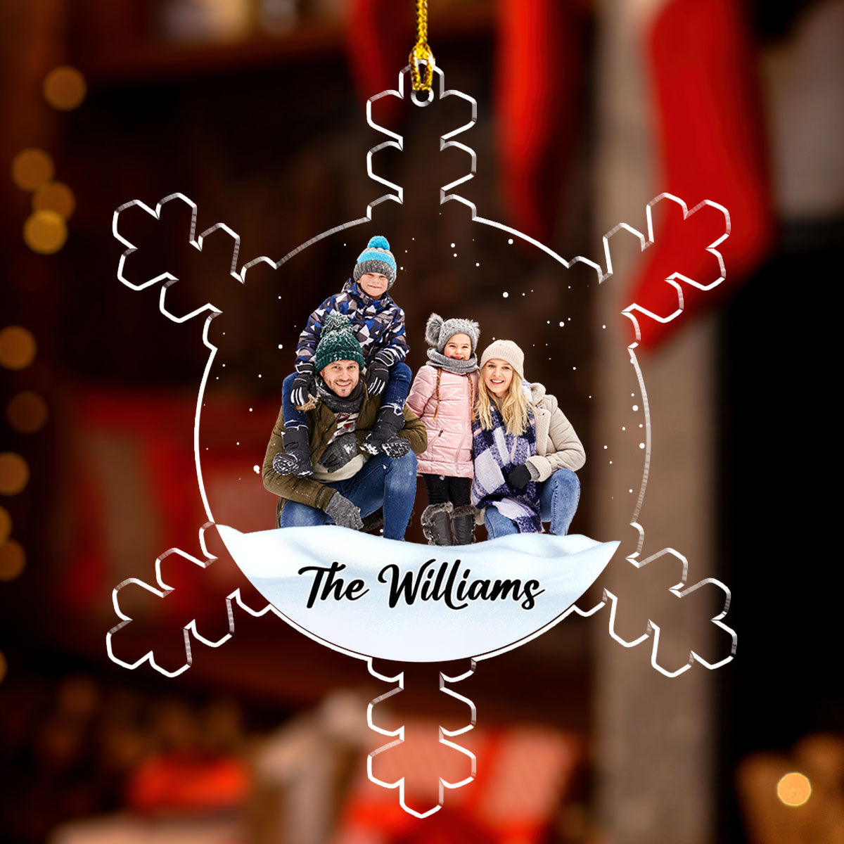 Custom Photo Family Ornament, Christmas Gift for Family Members • Our Family Version 2 - Personalized Acrylic Ornament
