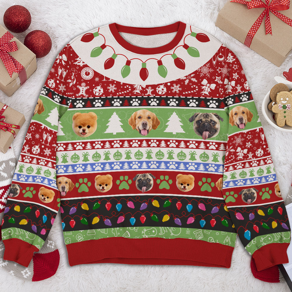 Custom Photo Christmas Sweatshirt, Holiday Birthday Gift • Facing You - Personalized All-Over-Print Sweatshirt