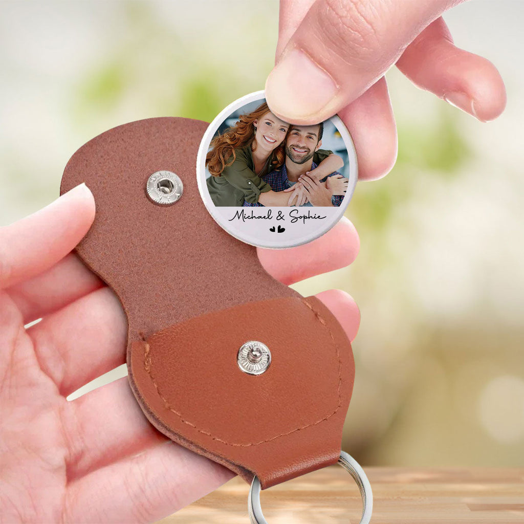 Custom Photo Coin Keychain for Husband, Couple Anniversary Valentine's Day Gifts • Love You Forever And Always - Personalized Pocket Hug