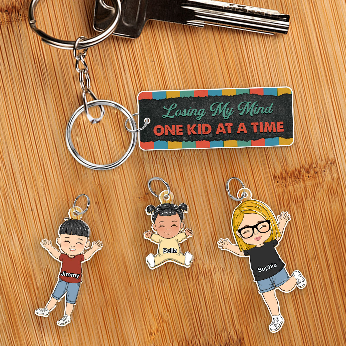 Losing My Mind One Kid At A Time - Personalized Acrylic Tag Keychain