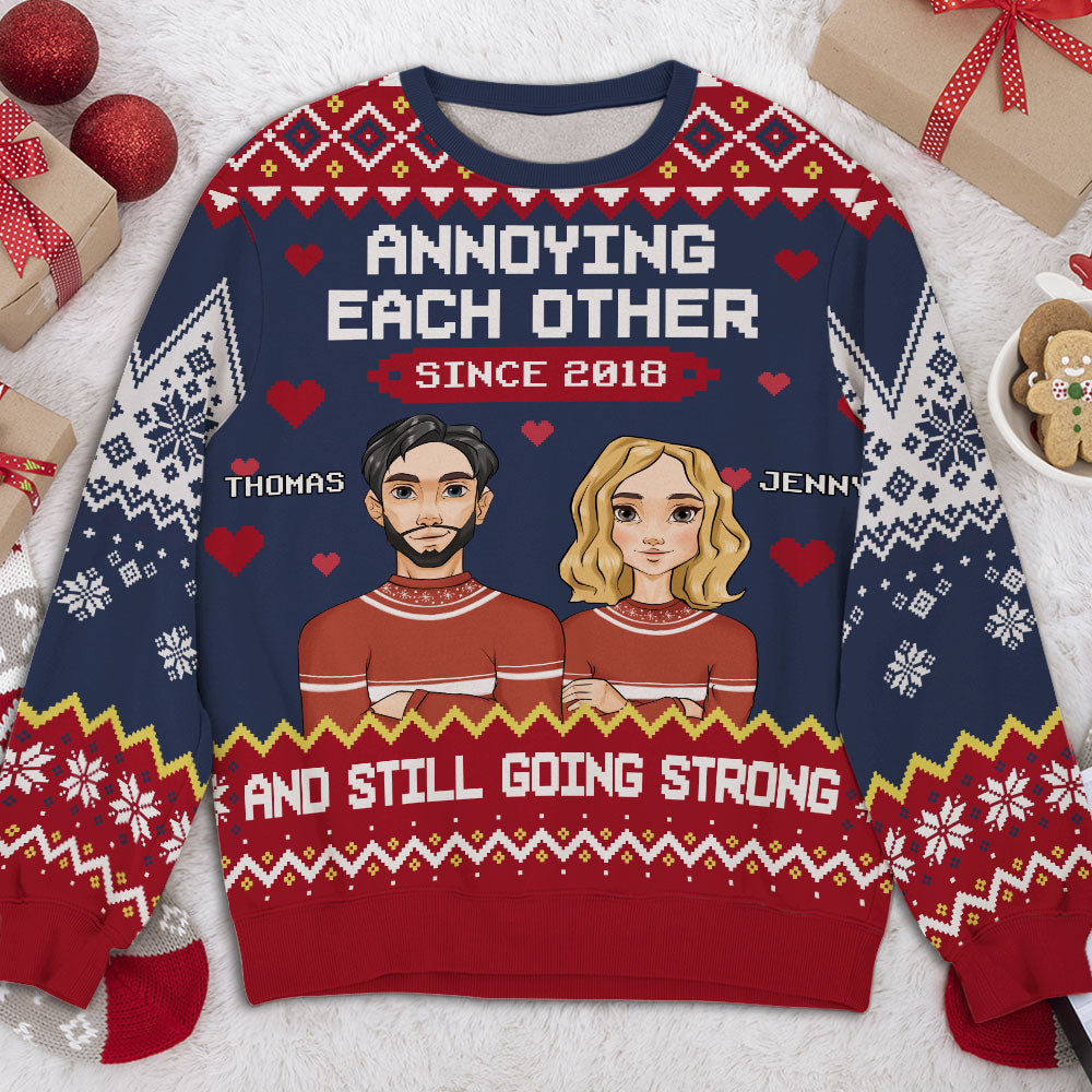 Custom Couple Christmas Sweatshirt, Anniversary Gift • Since Year - Personalized All-Over-Print Sweatshirt