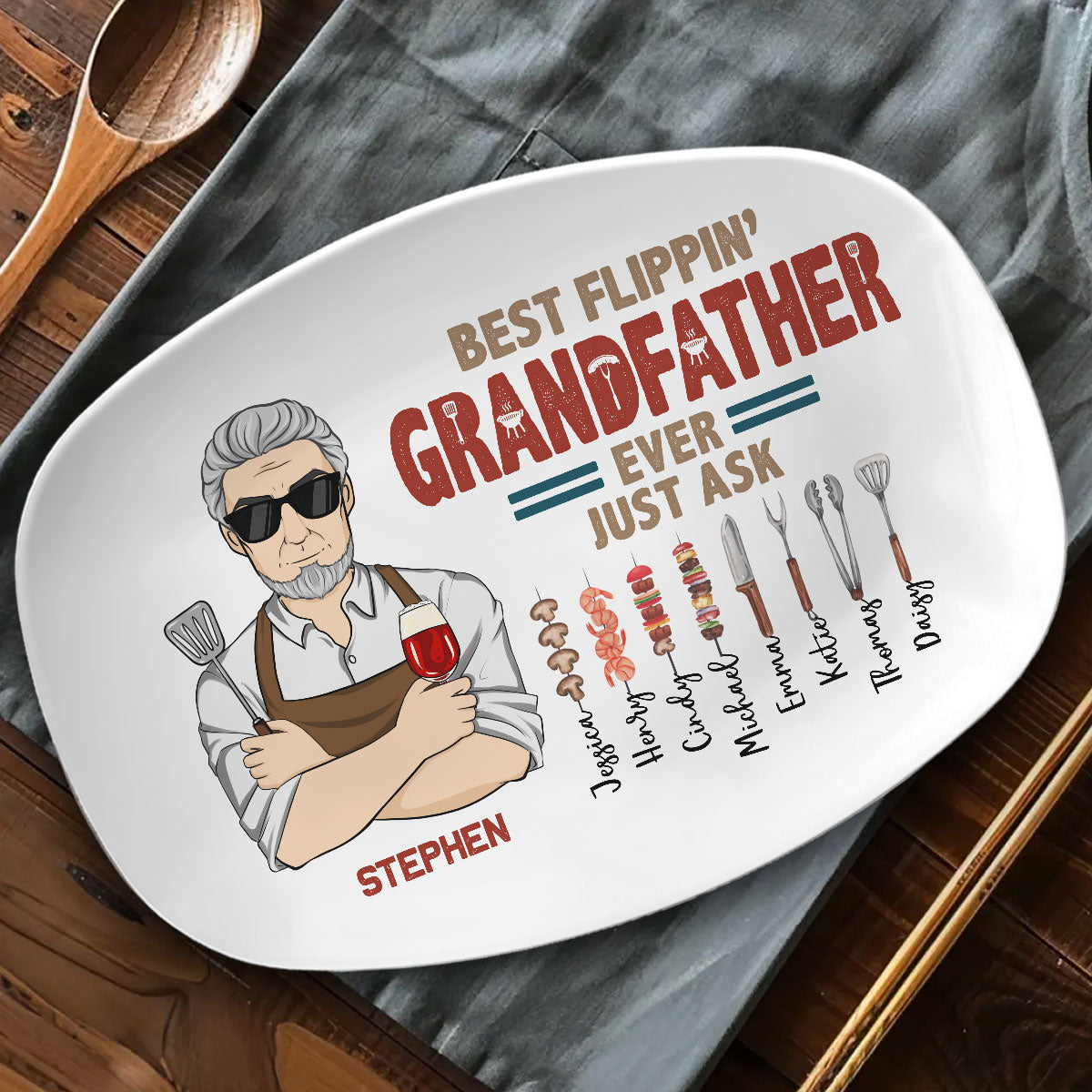Best Flipping Dad Ever Just Ask - Personalized Platter