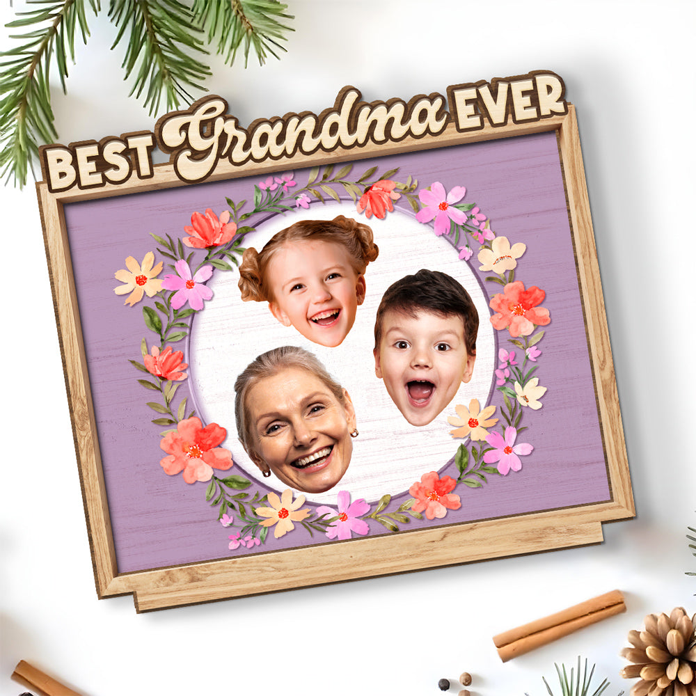 Custom Mother's Day Decor, Gift for Mom & Grandma • Love And Family - Personalized 2-Layer Wood Plaque With Flat Base
