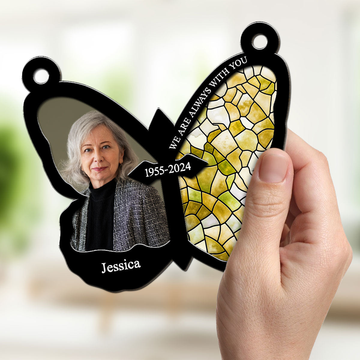 Custom Photo Memorial Hanging Decor, Remembrance Keepsake • Photo Your Wings Were Ready - Personalized Suncatcher