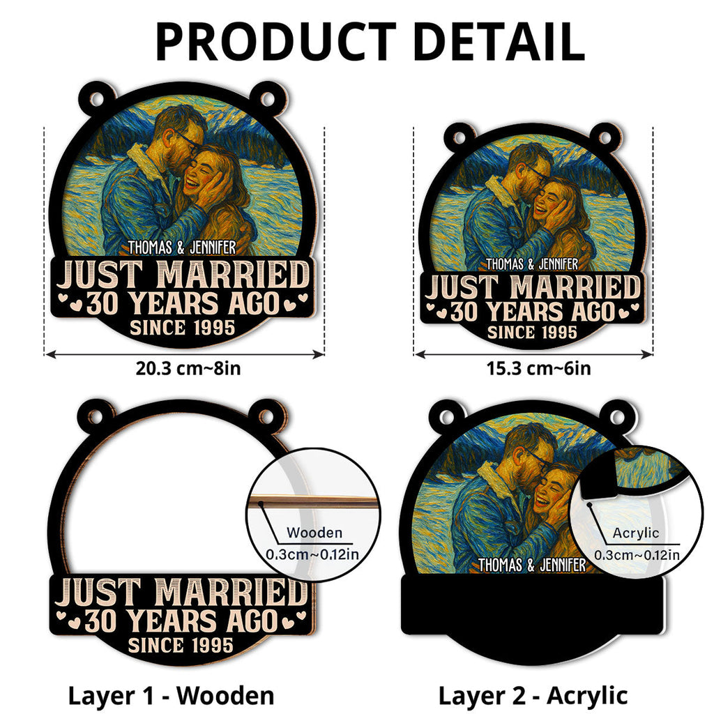 Custom Photo Couple Hanging Decor, Anniversary Valentine's Day Gifts • Forever Love Couple - Personalized Suncatcher