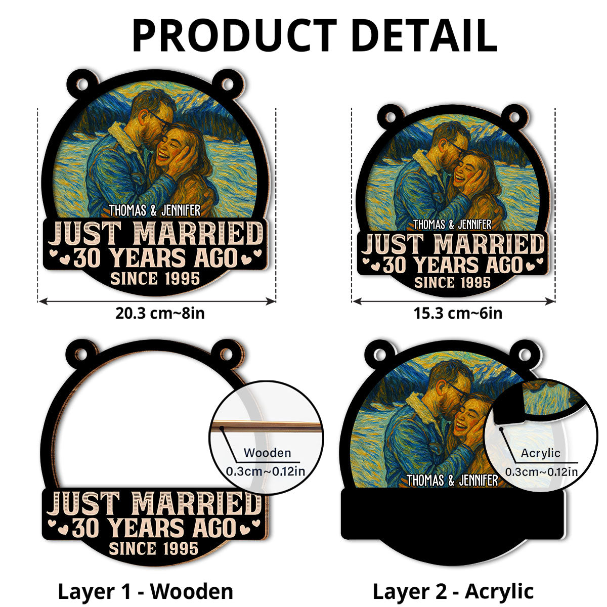 Custom Photo Couple Hanging Decor, Anniversary Valentine's Day Gifts • Forever Love Couple - Personalized Suncatcher