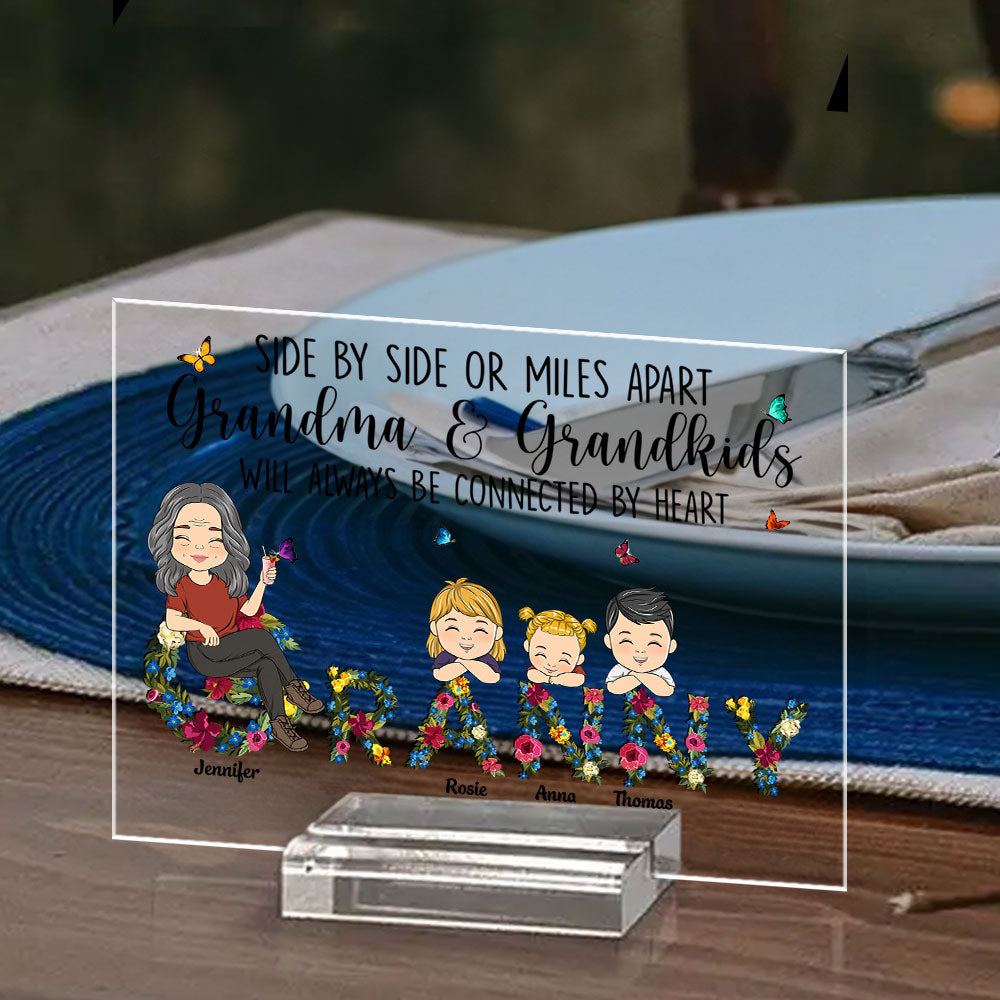 Custom Family Decor, Christmas Birthday Family Keepsake • Side By Side - Personalized Acrylic Plaque With Base