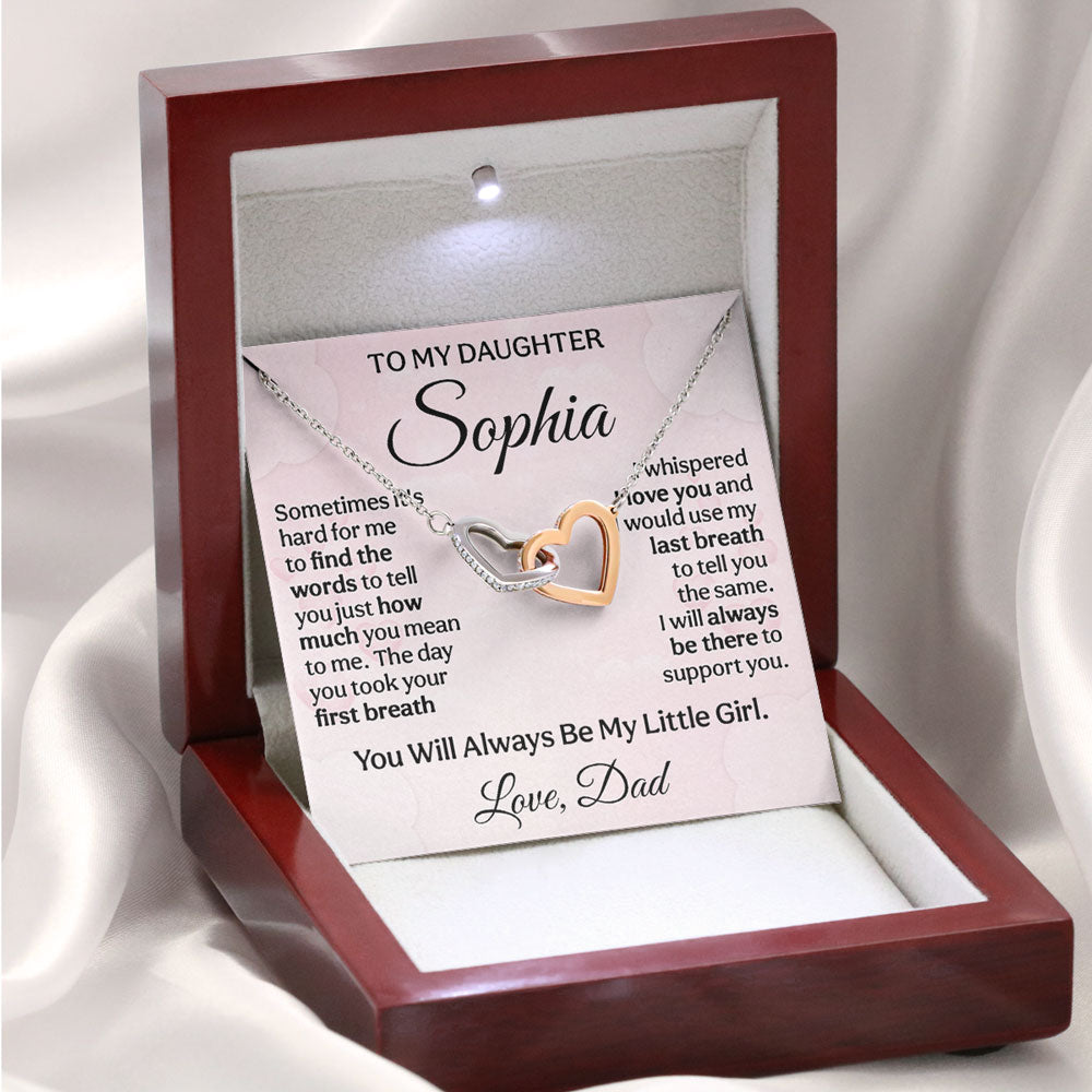 Hard To Find Words To Say - Personalized Interlocking Heart Necklace