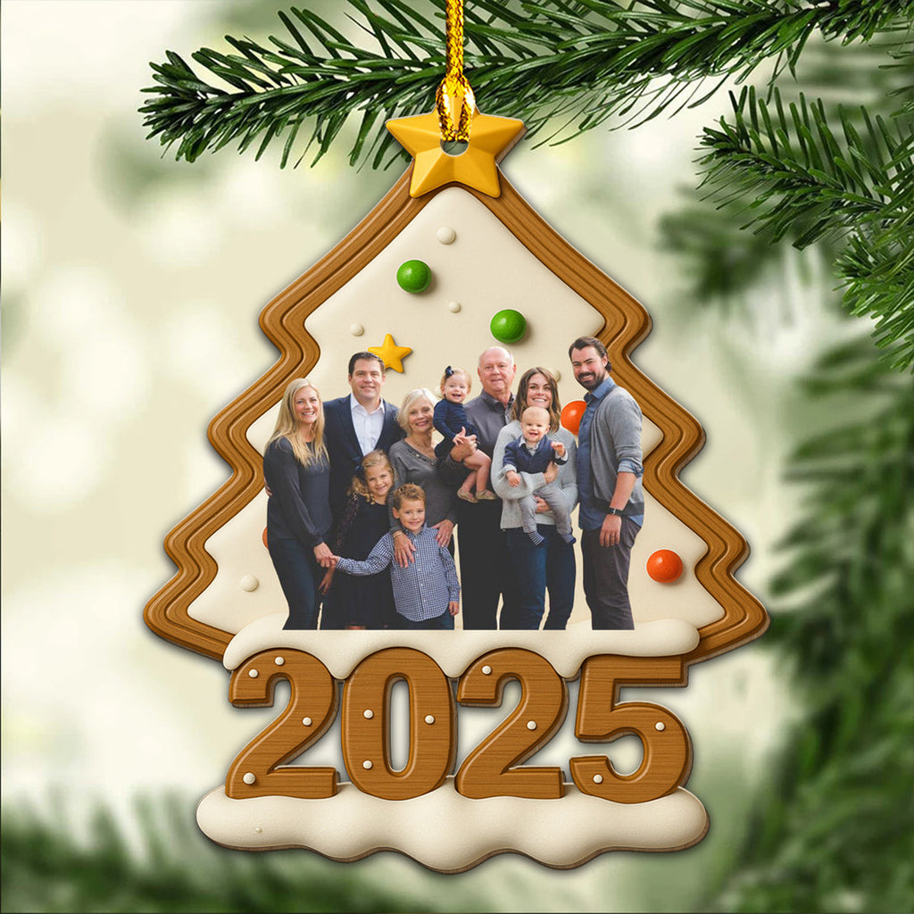 Custom Photo Family Ornament, Christmas Gift for Family Members • Attached With Each Others - Personalized Wood Ornament