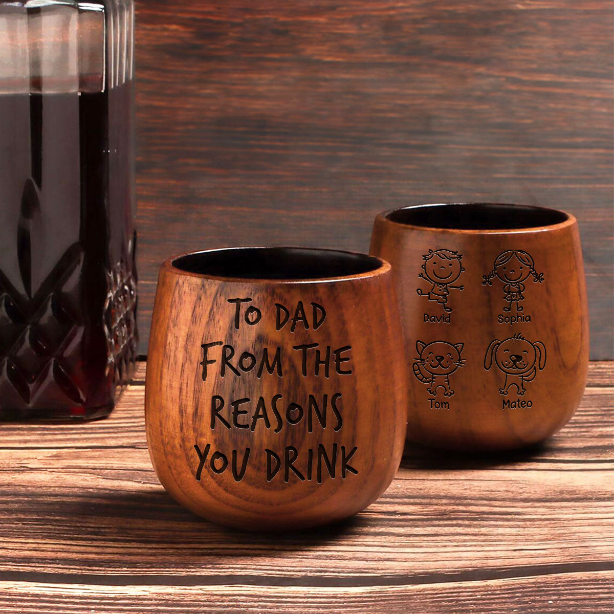 From The Reasons You Drink - Personalized Engraved Wooden Whiskey Glass
