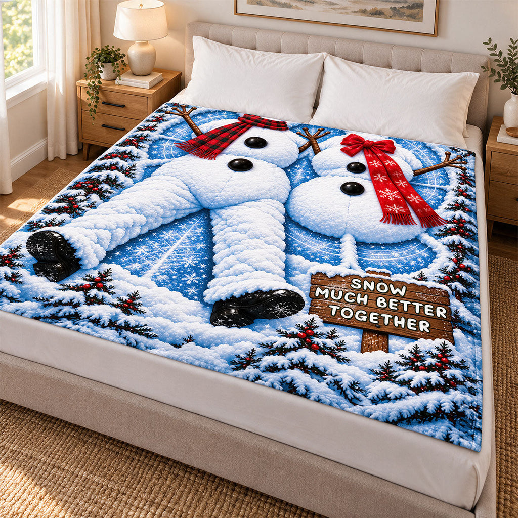Snowman Couple - Fleece Blanket