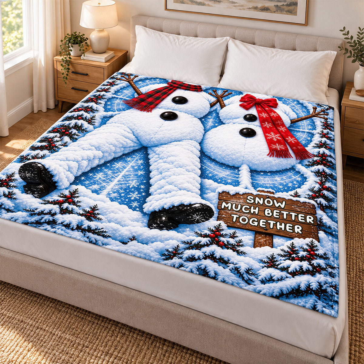 Snowman Couple - Fleece Blanket
