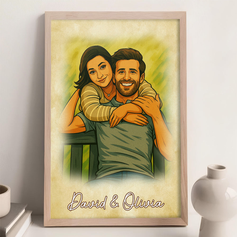 Couple Photo Retro Style - Personalized Poster